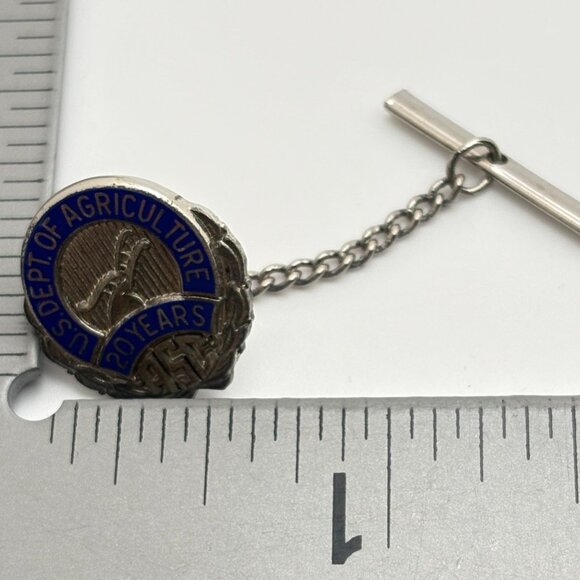 U.S. Dept. Of Agriculture 20 Years Service Pin Silver Tone Tie Tack - Picture 3 of 7